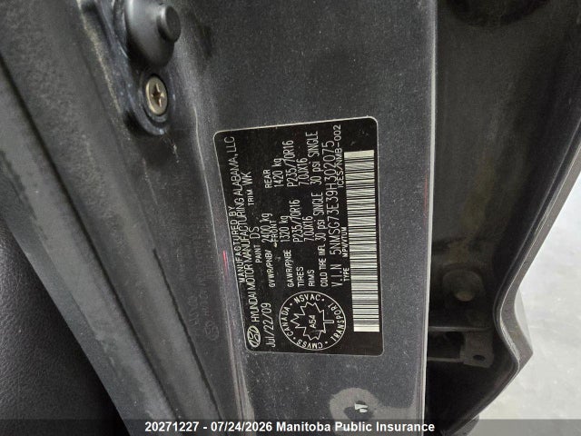 2009 Hyundai Santa Fe Gls მანქანა იყიდება აუქციონზე, vin: 5NMSG73E39H302075, აუქციონის ნომერი: 20271227