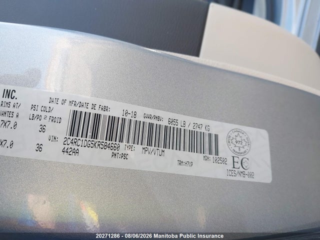 Chrysler Pacifica Touring 2019 2C4RC1DG5KR584660 Image 8