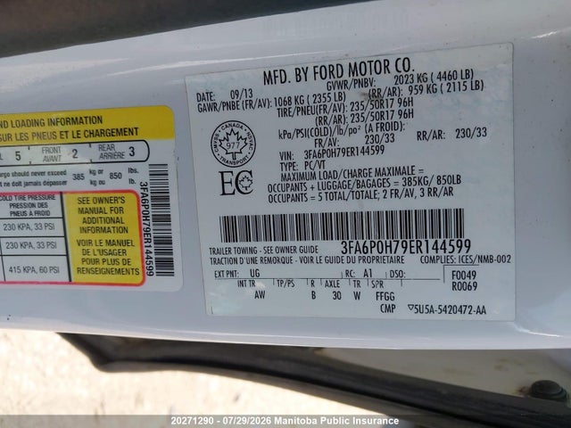 Aukcja sprzedaży 2014 Ford Fusion Se, vin: 3FA6P0H79ER144599, numer aukcji: 20271290