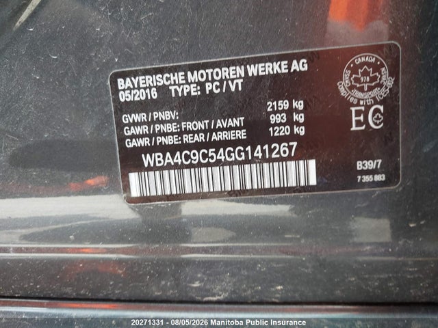 2016 Bmw 428i Xdrive Gran Coupe მანქანა იყიდება აუქციონზე, vin: WBA4C9C54GG141267, აუქციონის ნომერი: 20271331
