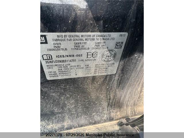 Chevrolet EQUINOX LT 2014 2GNFLGEK8E6114791 Image 9