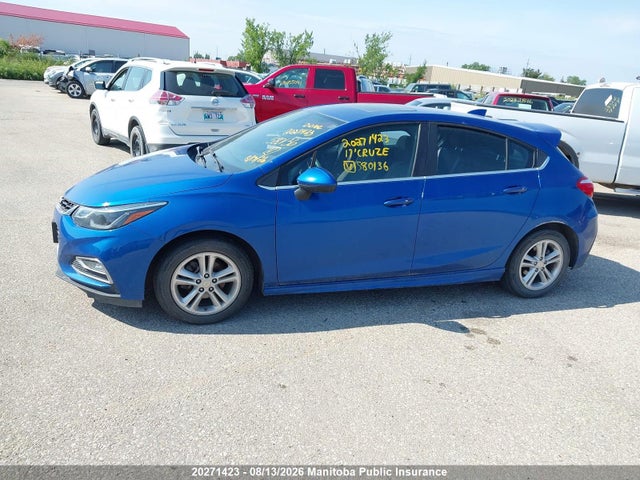 2017 Chevrolet Cruze Lt მანქანა იყიდება აუქციონზე, vin: 3G1BE6SM4HS580136, აუქციონის ნომერი: 20271423