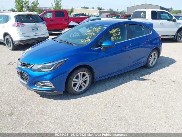 2017 Chevrolet Cruze Lt მანქანა იყიდება აუქციონზე, vin: 3G1BE6SM4HS580136, აუქციონის ნომერი: 20271423