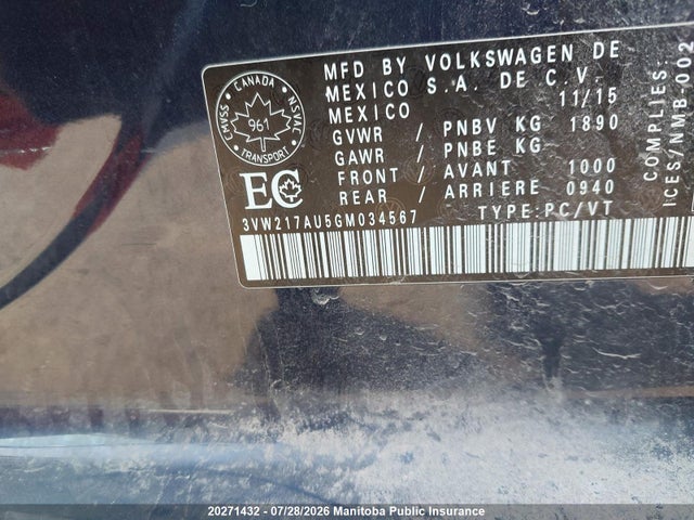 3VW217AU5GM034567 Volkswagen Golf 1.8 Tsi