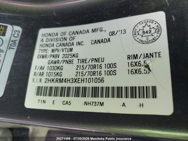 Honda CR-V LX 2014 2HKRM4H3XEH101056 Image 9