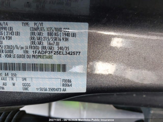 1FADP3F25EL342577 Ford FOCUS SE