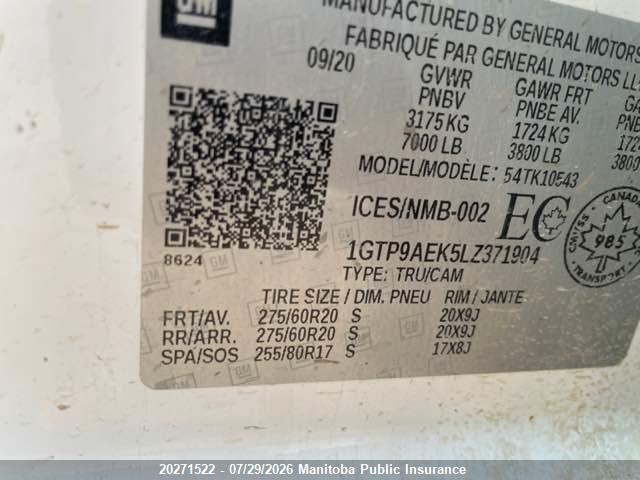 1GTP9AEK5LZ371904 GMC Sierra 1500 Elevation Crew Cab