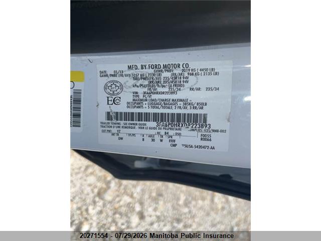 Aukcja sprzedaży 2013 Ford Fusion Se, vin: 3FA6P0HRXDR223893, numer aukcji: 20271554