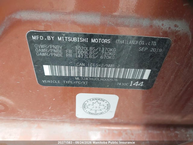 ML32A3HJ0LH000576 Mitsubishi MIRAGE SE