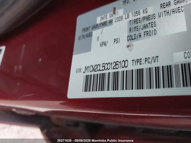 2012 Mazda Mazda5 Gs მანქანა იყიდება აუქციონზე, vin: JM1CW2CL5C0126100, აუქციონის ნომერი: 20271638