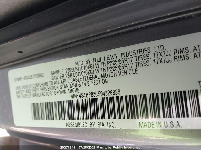 Продаж на аукціоні авто 2009 Subaru Outback 3.0r, vin: 4S4BP85C594326836, номер лоту: 20271641