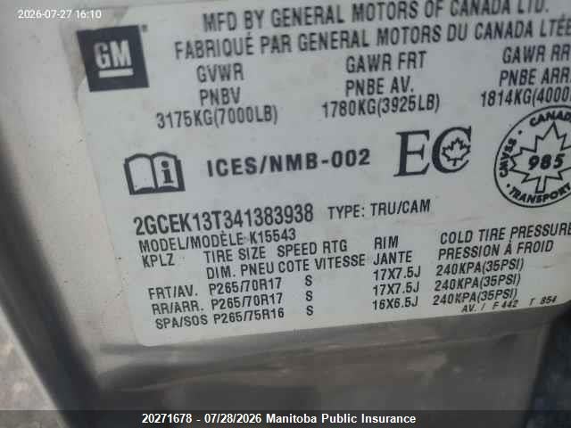 Aukcja sprzedaży 2004 Chevrolet Silverado 1500 Crew Cab, vin: 2GCEK13T341383938, numer aukcji: 20271678