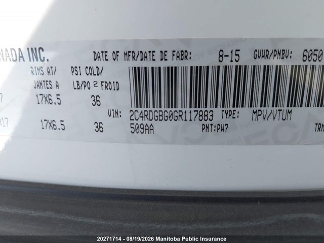 Dodge Grand Caravan Se 2016 2C4RDGBG0GR117883 Image 9