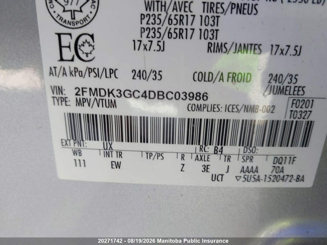 Продажа на аукционе авто 2013 Ford Edge Se, vin: 2FMDK3GC4DBC03986, номер лота: 20271742