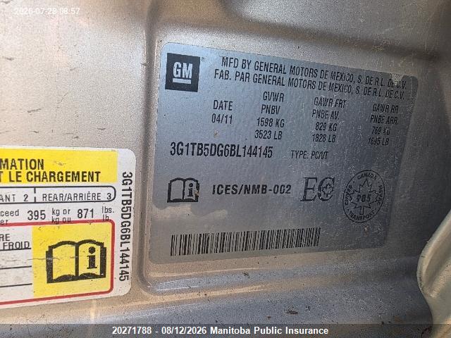 Продажа на аукционе авто 2011 Chevrolet Aveo Ls, vin: 3G1TB5DG6BL144145, номер лота: 20271788