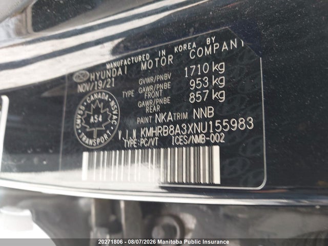Продаж на аукціоні авто 2022 Hyundai Venue Essential, vin: KMHRB8A3XNU155983, номер лоту: 20271806