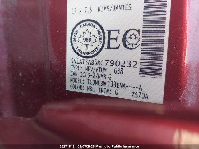 Nissan ROGUE S 2021 5N1AT3AB5MC790232 Image 9
