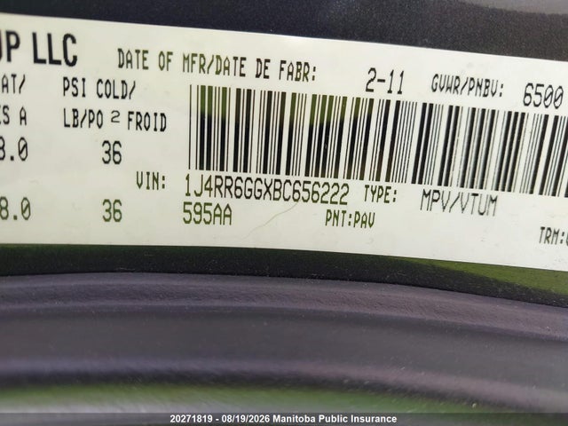 Продажа на аукционе авто 2011 Jeep Grand Cherokee Overland, vin: 1J4RR6GGXBC656222, номер лота: 20271819