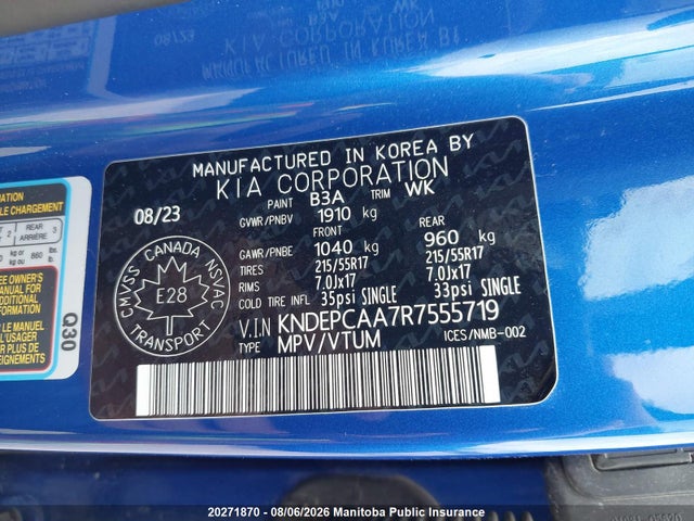 Продажа на аукционе авто 2024 Kia Seltos Lx, vin: KNDEPCAA7R7555719, номер лота: 20271870