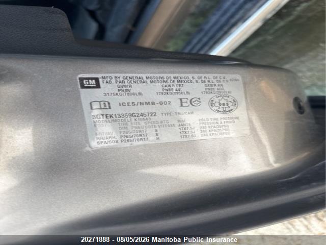 20271888 :رقم المزاد ، 3GTEK13359G245722 vin ، 2009 Gmc Sierra 1500 Sle Crew Cab مزاد بيع