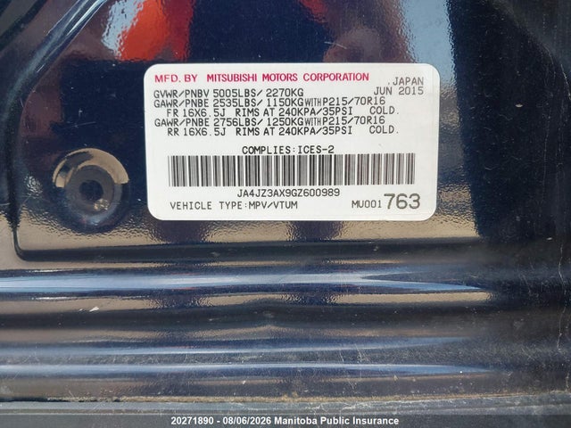 2016 Mitsubishi Outlander Se მანქანა იყიდება აუქციონზე, vin: JA4JZ3AX9GZ600989, აუქციონის ნომერი: 20271890