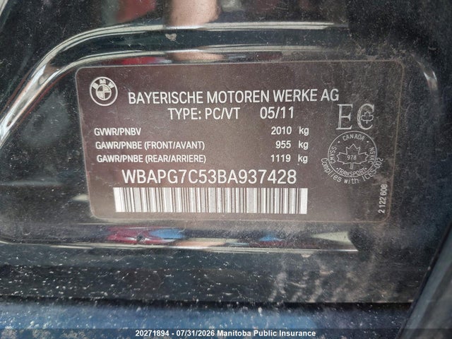 Продаж на аукціоні авто 2011 Bmw 323i, vin: WBAPG7C53BA937428, номер лоту: 20271894