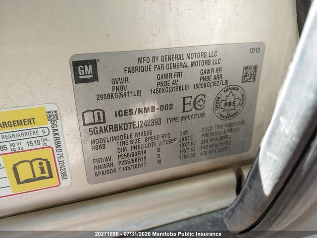 5GAKRBKD7EJ242393 Buick Enclave