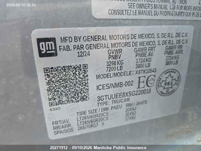 3GTUUEE8XSG220018 GMC Sierra 1500 At4 Crew Cab