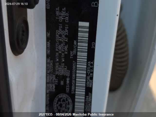 Продажа на аукционе авто 2008 Toyota Tundra Double Cab V8, vin: 5TBBV58108S509057, номер лота: 20271935