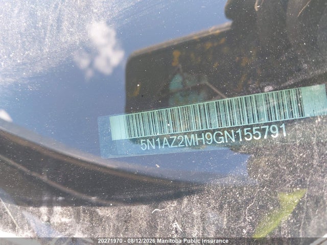 20271970 :رقم المزاد ، 5N1AZ2MH9GN155791 vin ، 2016 Nissan Murano Sl مزاد بيع