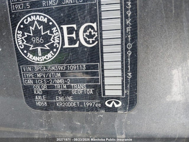 3PCAJ5M39KF109113 Infiniti Qx50 Essential 2.0t