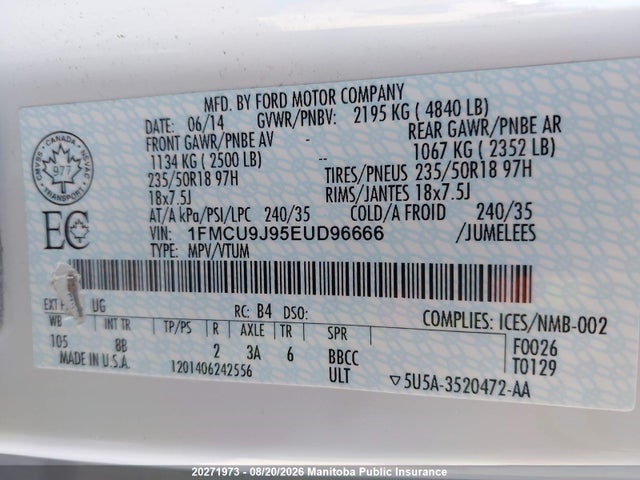 Ford Escape Titanium 2014 1FMCU9J95EUD96666 Image 9