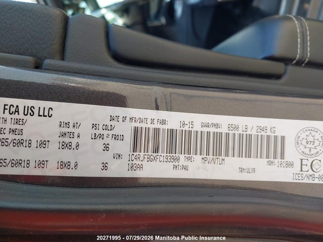 1C4RJFBGXFC193900 Jeep Grand Cherokee Limited