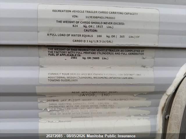 Продаж на аукціоні авто 2013 Jayco Jayco, vin: 1UJBJ0BP9D17R0060, номер лоту: 20272085