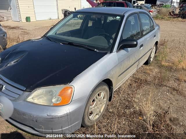 20272118 :رقم المزاد ، 2HGES15301H911629 vin ، 2001 Honda Civic Dx-g مزاد بيع