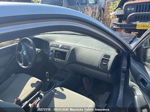 20272118 :رقم المزاد ، 2HGES15301H911629 vin ، 2001 Honda Civic Dx-g مزاد بيع