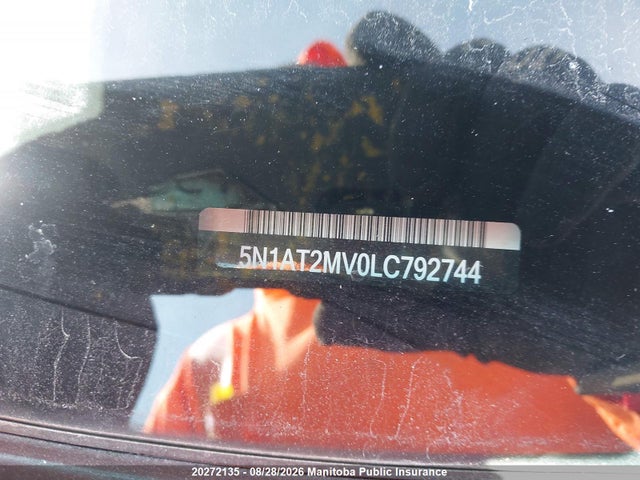 20272135 :رقم المزاد ، 5N1AT2MV0LC792744 vin ، 2020 Nissan Rogue S/sl/sv مزاد بيع