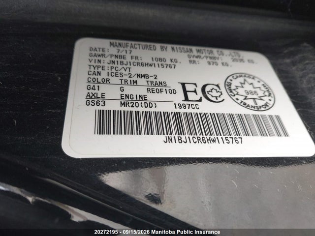 Продаж на аукціоні авто 2017 Nissan Qashqai Sv, vin: JN1BJ1CR6HW115767, номер лоту: 20272195