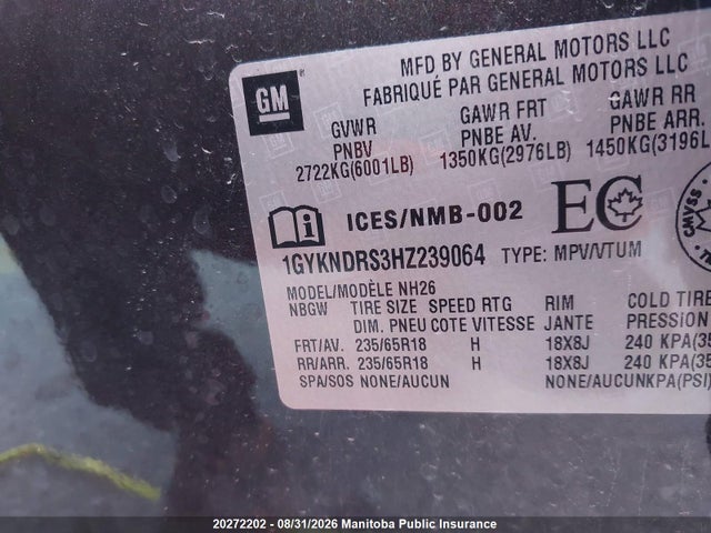 Продаж на аукціоні авто 2017 Cadillac Xt5, vin: 1GYKNDRS3HZ239064, номер лоту: 20272202