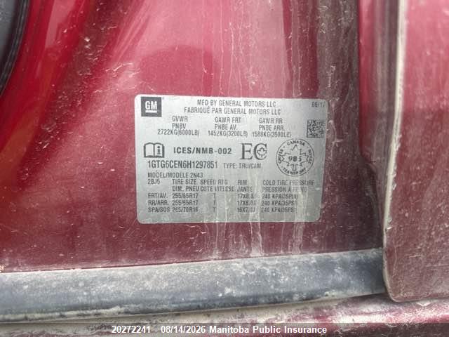 1GTG6CEN6H1297851 GMC Canyon Sle Crew Cab