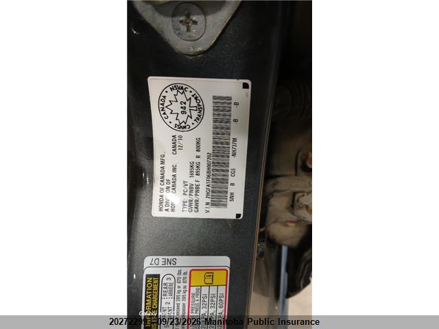 2011 Honda Civic Dx მანქანა იყიდება აუქციონზე, vin: 2HGFA1F06BH007202, აუქციონის ნომერი: 20272299