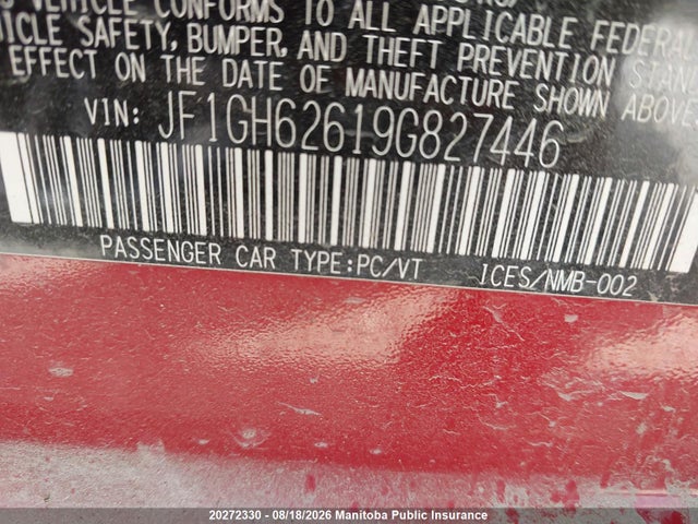 Aukcja sprzedaży 2009 Subaru Impreza 2.5i, vin: JF1GH62619G827446, numer aukcji: 20272330
