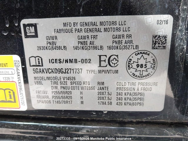 5GAKVCKD9GJ271737 Buick Enclave