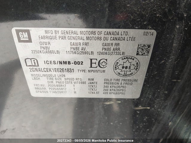 Chevrolet EQUINOX LS 2014 2GNALCEK1E6261831 Image 9