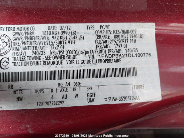 Продаж на аукціоні авто 2013 Ford Focus Se, vin: 1FADP3K21DL100776, номер лоту: 20272390