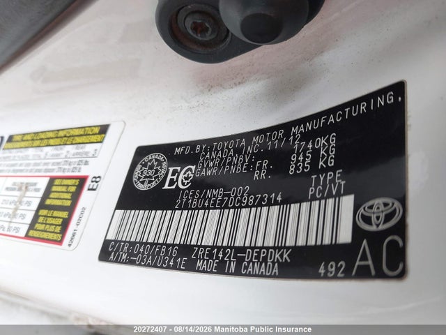 2013 Toyota Corolla Ce მანქანა იყიდება აუქციონზე, vin: 2T1BU4EE7DC987314, აუქციონის ნომერი: 20272407