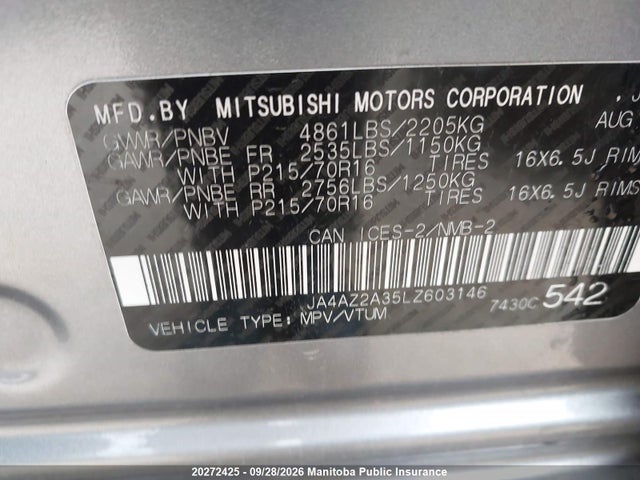 Mitsubishi Outlander Es 2020 JA4AZ2A35LZ603146 Image 9