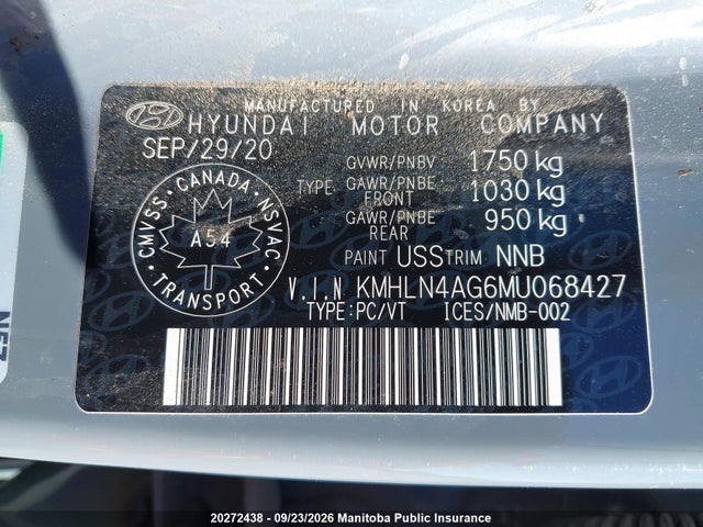 Aukcja sprzedaży 2021 Hyundai Elantra Ultimate, vin: KMHLN4AG6MU068427, numer aukcji: 20272438
