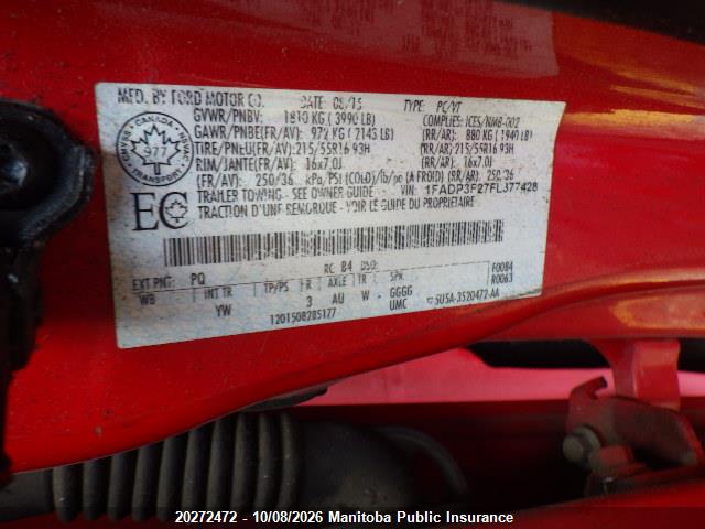 Ford FOCUS SE 2015 1FADP3F27FL377428 Image 11