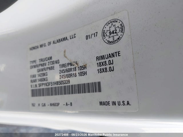 Honda Ridgeline Ex-l 2017 5FPYK3F51HB505339 Image 9